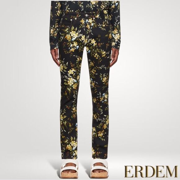 ERDEM **NWT** Oliver Kallmus Floral-Print Straight Leg Jeans in Black - Picture 3 of 16